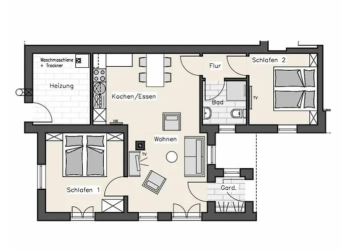 With 2 Bedrooms بيت للعطل